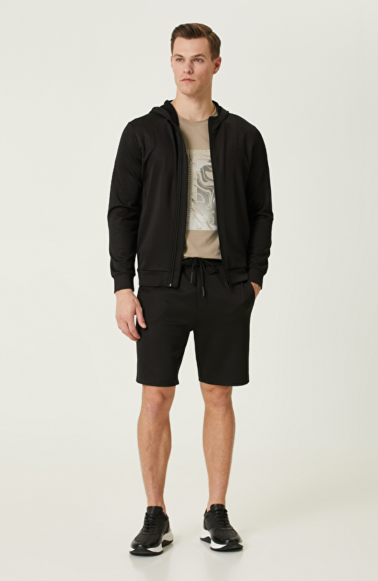 N-Tech Siyah Kapüşonlu Sweatshirt