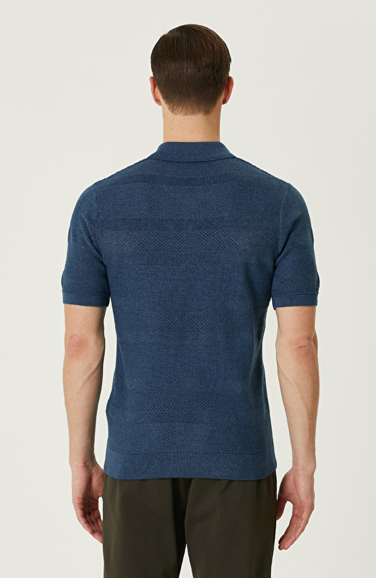 İndigo Polo Yaka Kazak