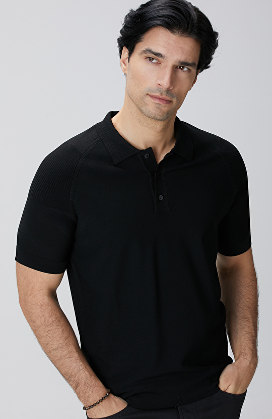 Siyah Polo Yaka Triko
