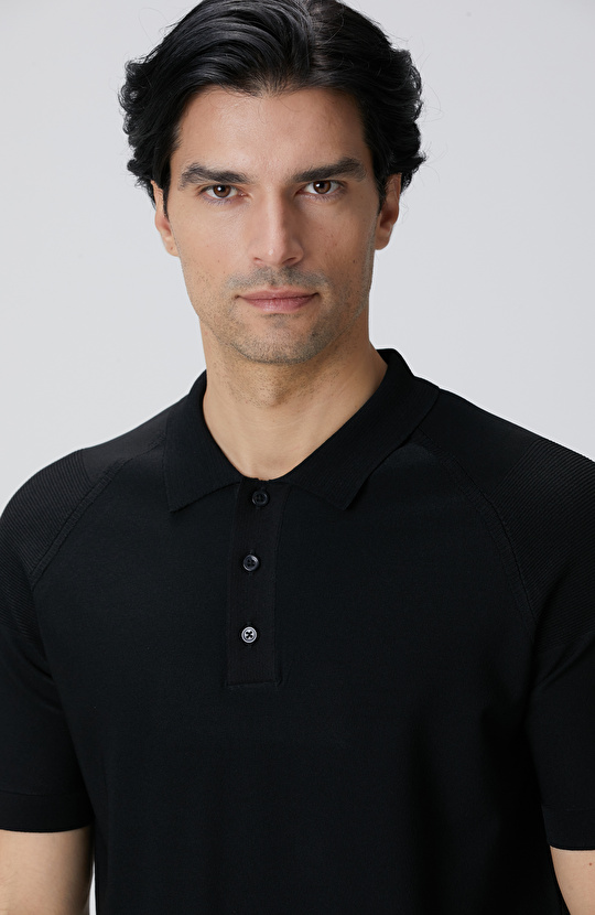 Siyah Polo Yaka Triko