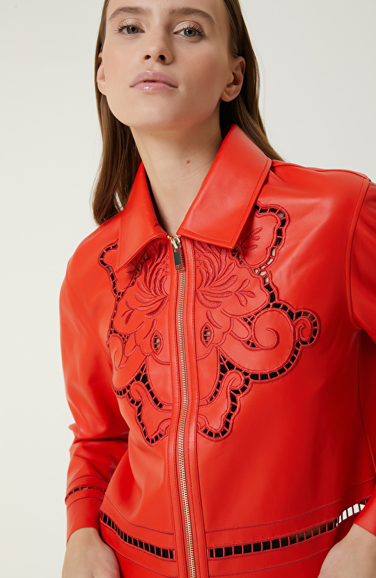 Limited  Nar Çiçeği Deri Mont