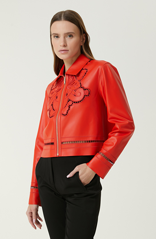 Limited  Nar Çiçeği Deri Mont