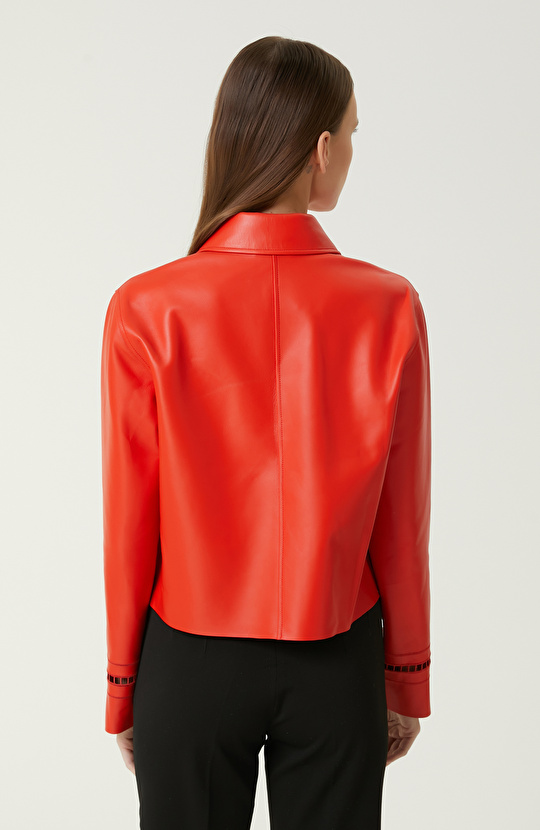 Limited  Nar Çiçeği Deri Mont