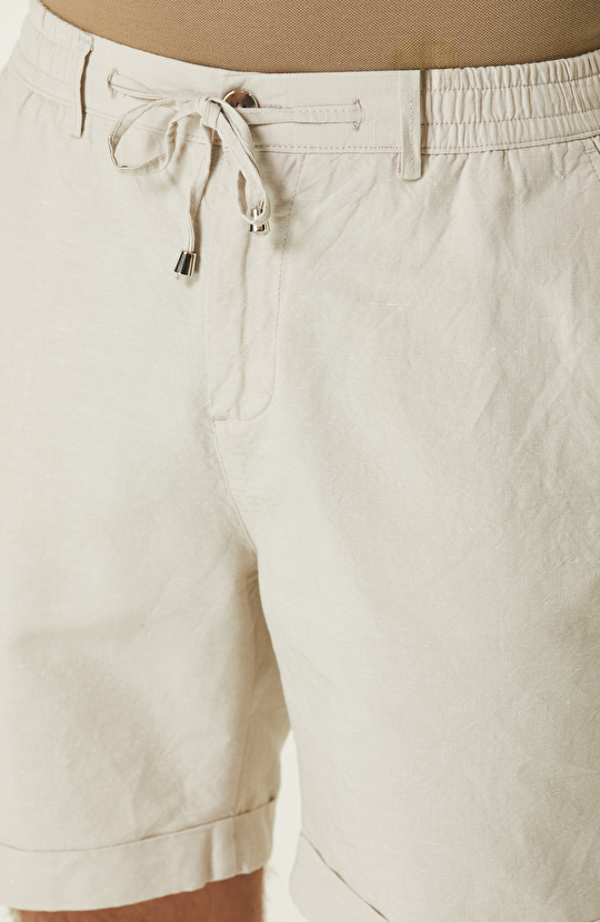 Bej Keten Şort