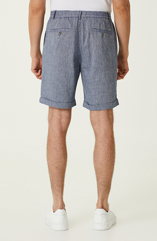 Mavi Keten Şort