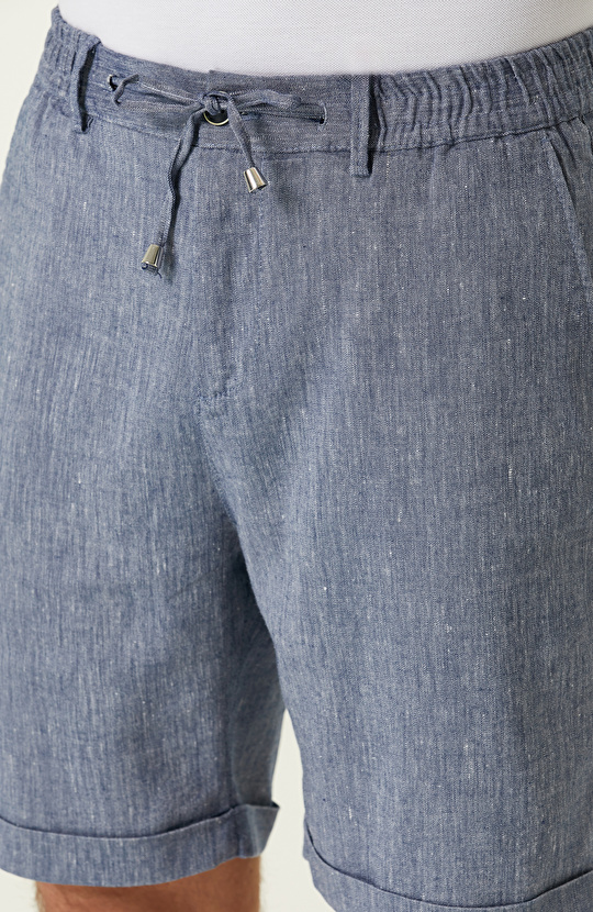 Mavi Keten Şort
