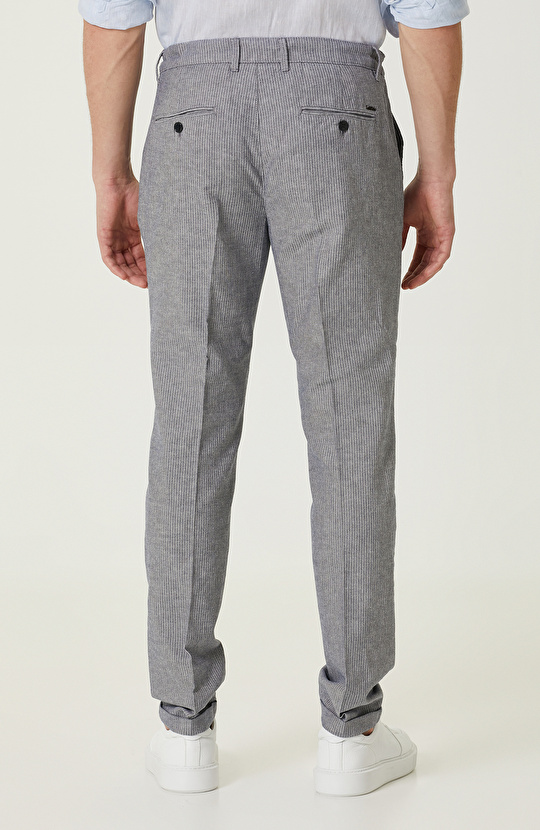 Lacivert Keten Dokuma Pantolon