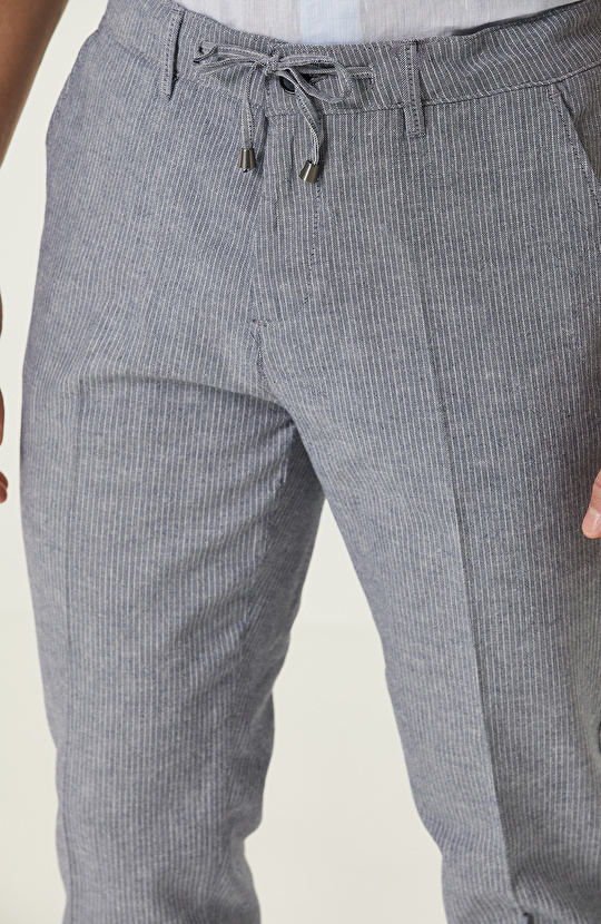 Lacivert Keten Dokuma Pantolon