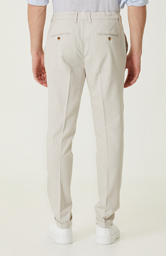 Bej Keten Dokuma Pantolon