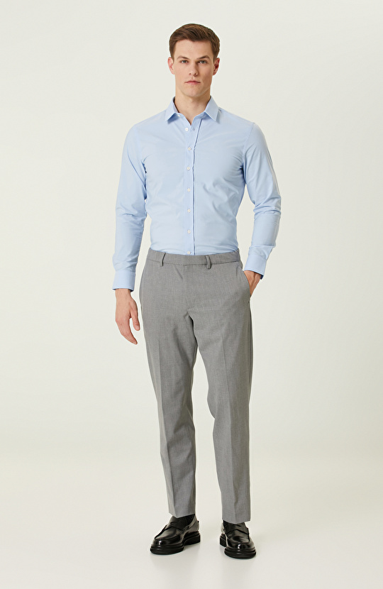 Açık Mavi Petek Desenli Gömlek