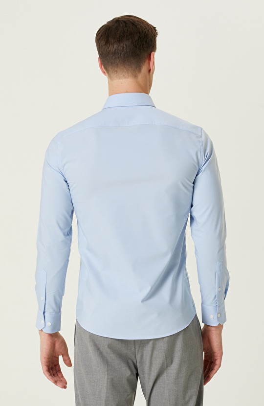 Açık Mavi Petek Desenli Gömlek