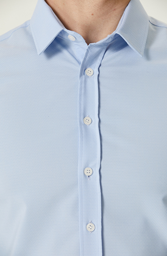 Açık Mavi Petek Desenli Gömlek