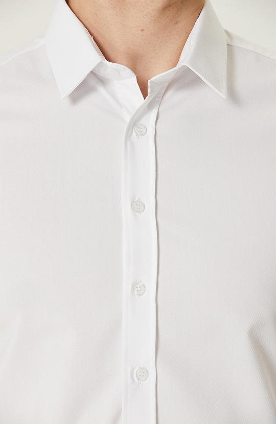 Beyaz Petek Desenli Gömlek