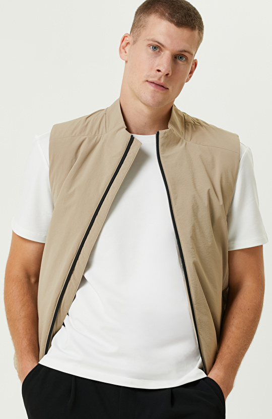Bej N-Tech Dik Yaka Casual Yelek