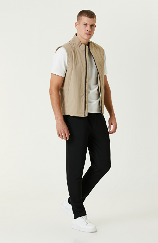 Bej N-Tech Dik Yaka Casual Yelek