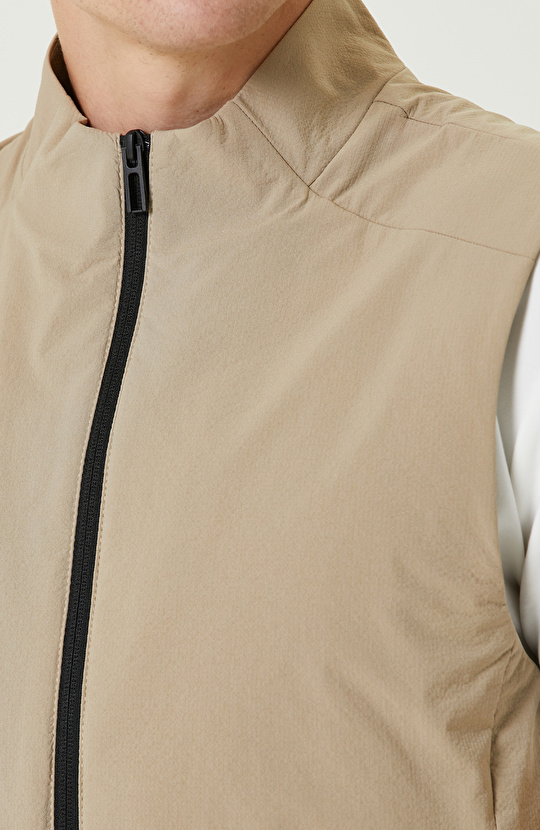 Bej N-Tech Dik Yaka Casual Yelek