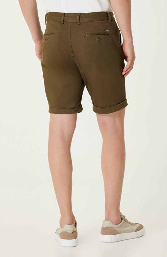 Haki Diyagonal Desenli Şort