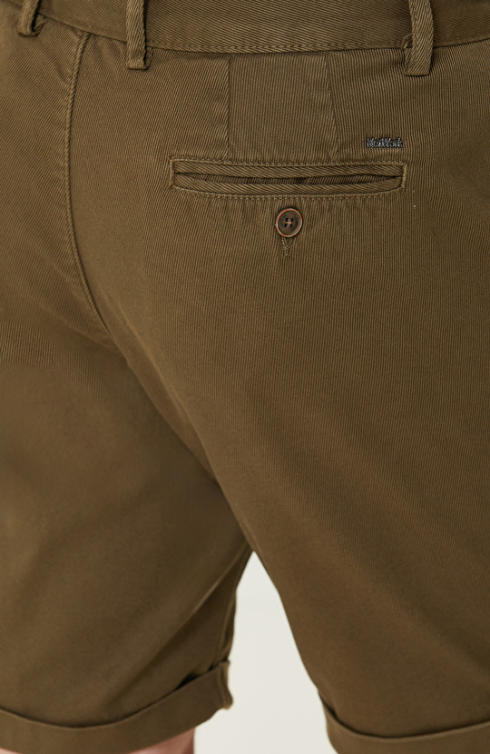 Haki Diyagonal Desenli Şort