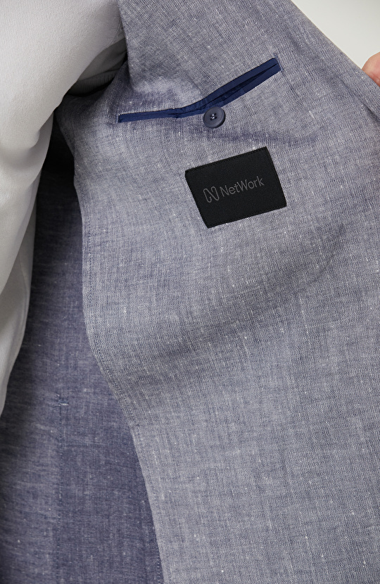 Mavi Keten Takım Elbise