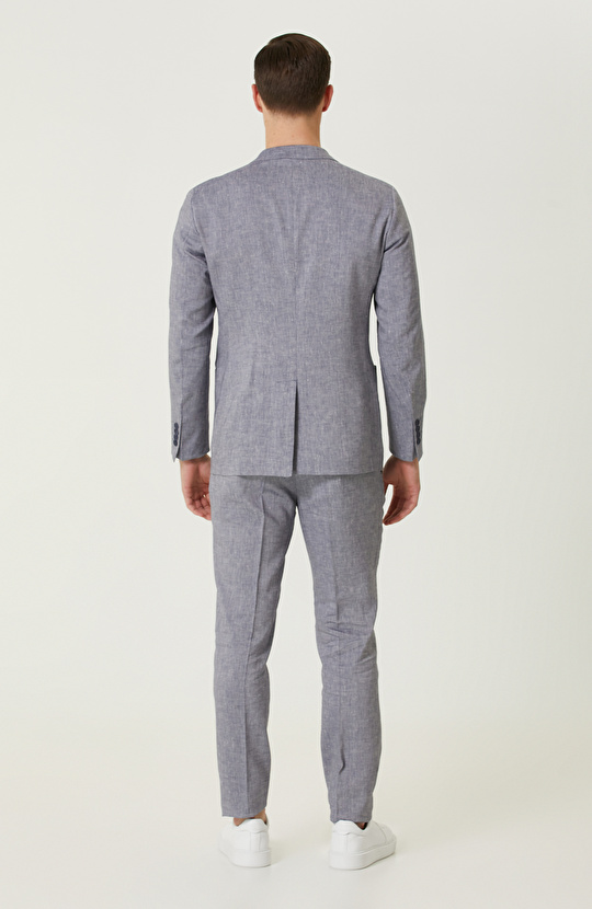 Mavi Keten Takım Elbise