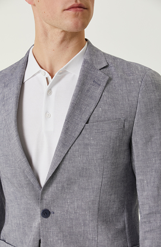 Mavi Keten Takım Elbise