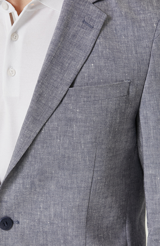 Mavi Keten Takım Elbise