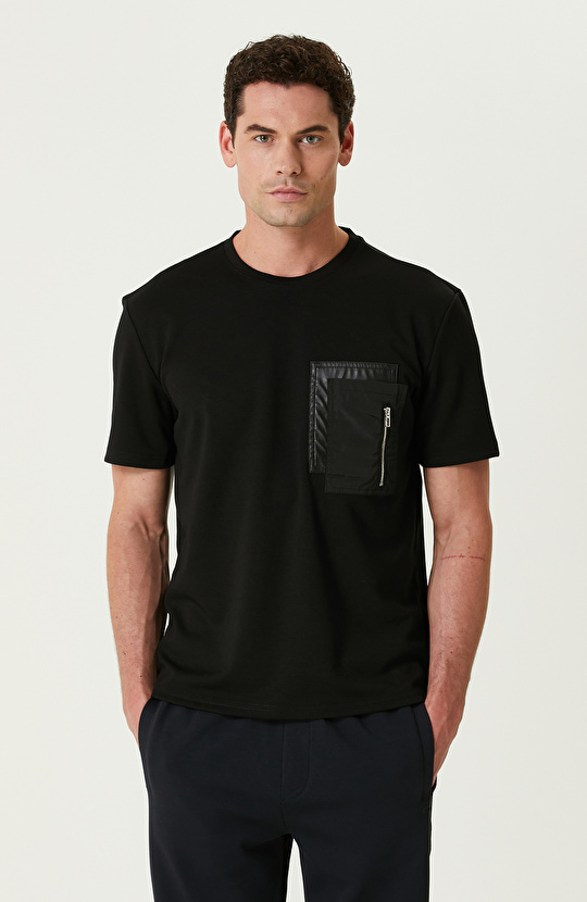 Siyah Kısa Kollu Sweatshirt