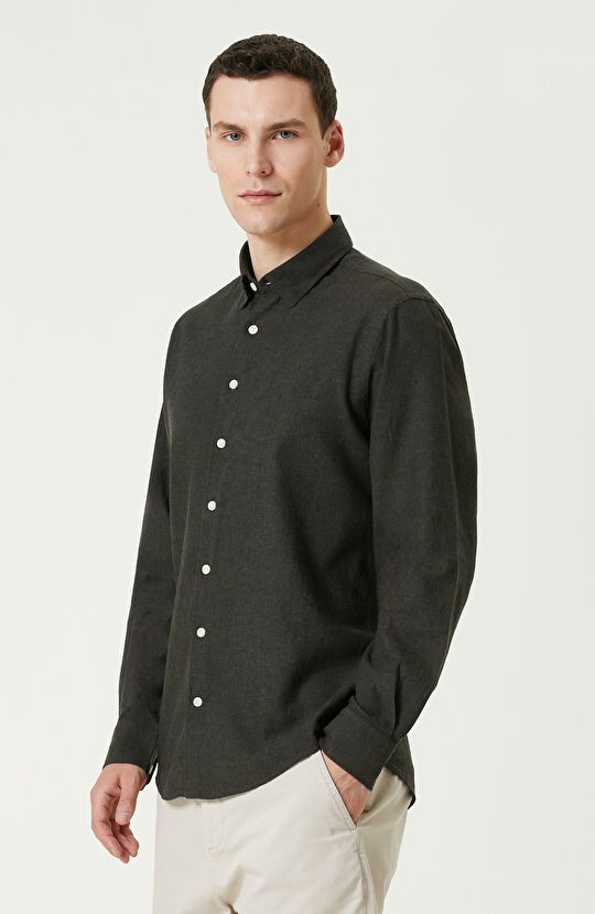 Haki Keten Gömlek