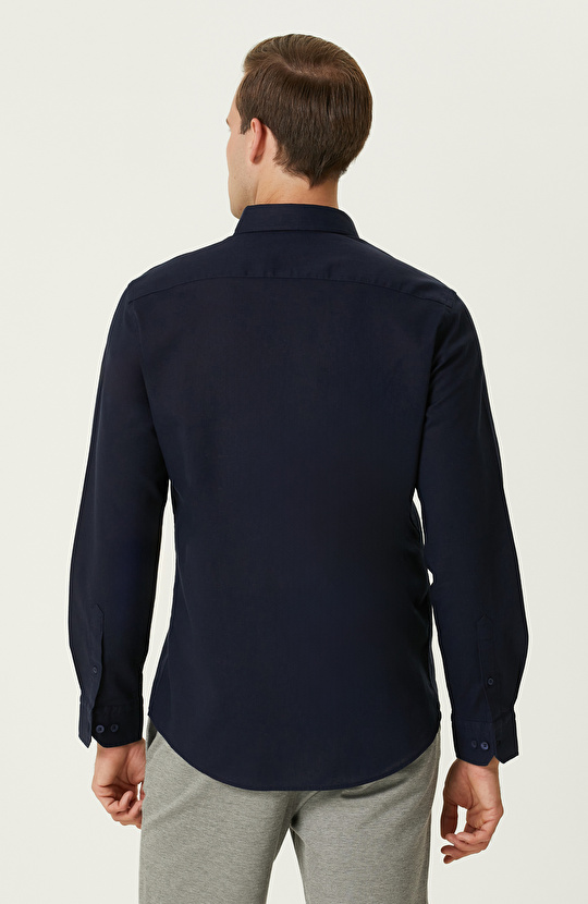 Lacivert Keten Gömlek