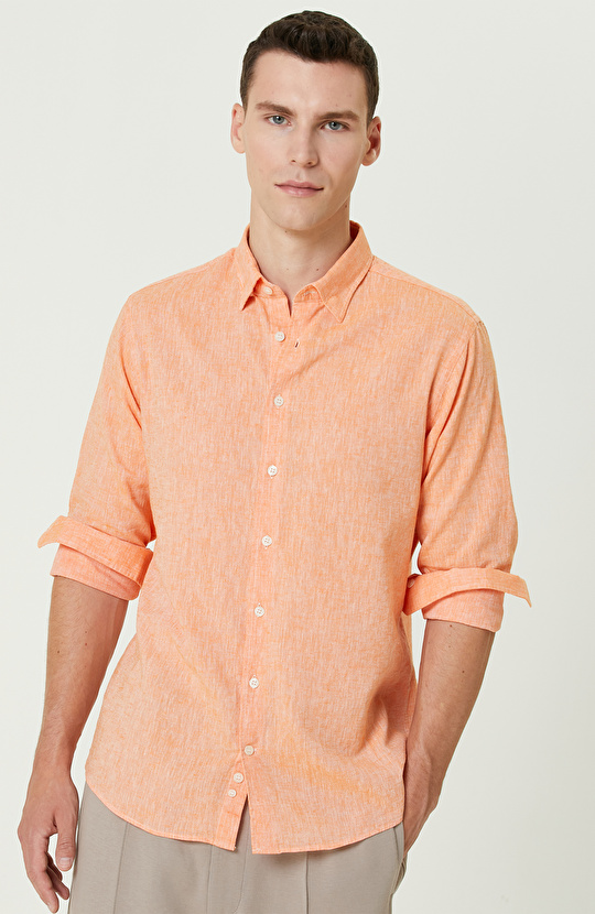 Turuncu Keten Gömlek