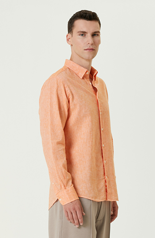 Turuncu Keten Gömlek