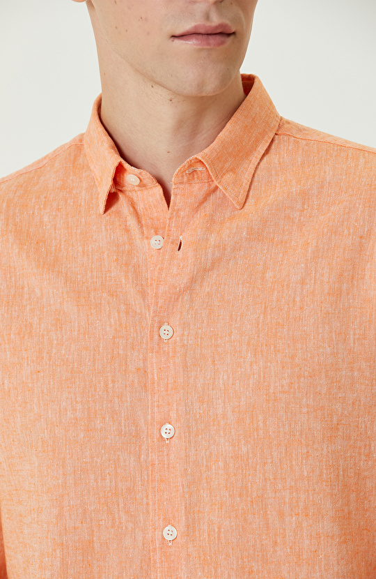 Turuncu Keten Gömlek