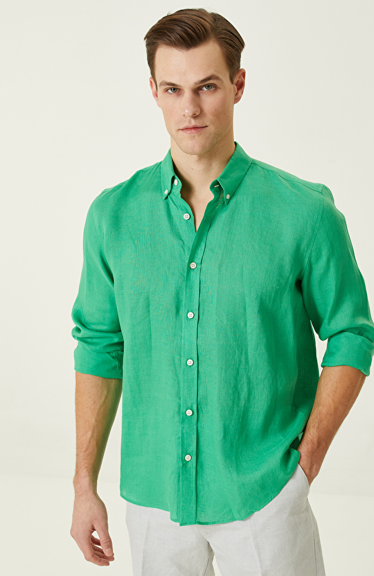 Yeşil Keten Gömlek