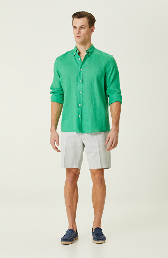 Yeşil Keten Gömlek