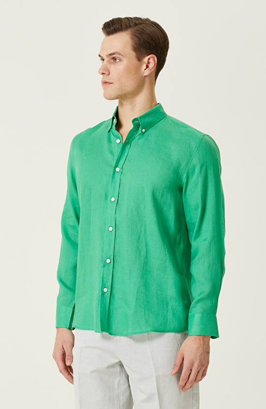 Yeşil Keten Gömlek