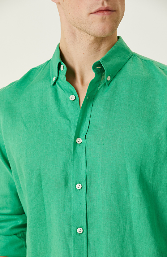 Yeşil Keten Gömlek