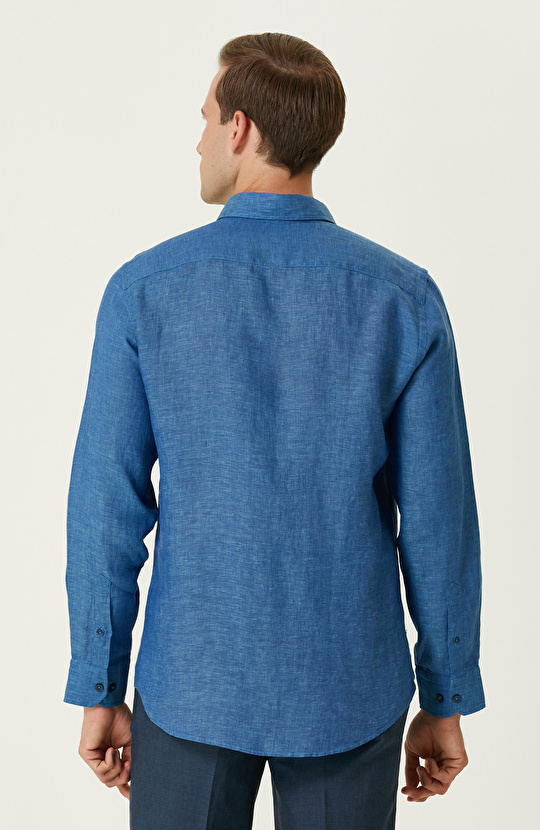 Turkuaz Keten Gömlek