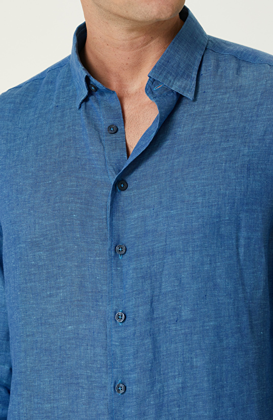 Turkuaz Keten Gömlek