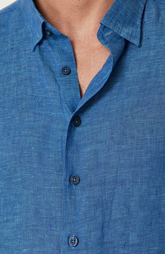 Turkuaz Keten Gömlek