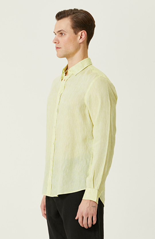 Fıstık Yeşili Keten Gömlek