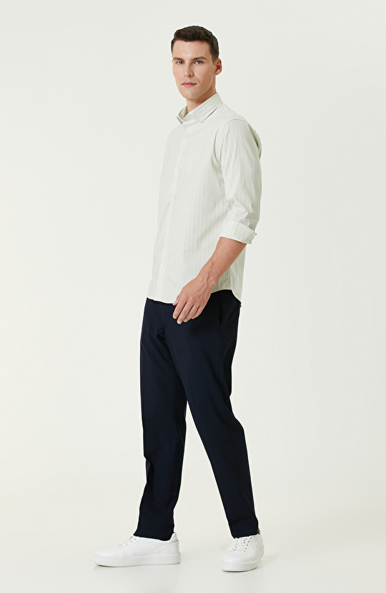 Yeşil Çizgi Desenli Gömlek