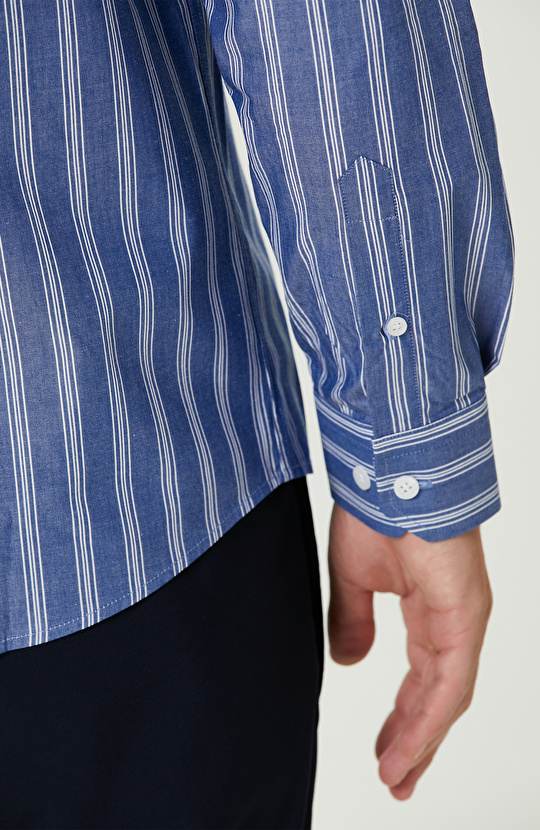 Mavi Çizgi Desenli Gömlek