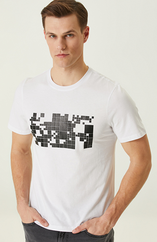Beyaz Baskılı T-Shirt