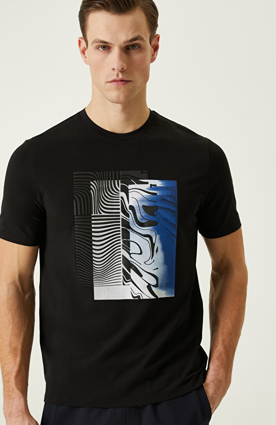 N-Tech Siyah Baskılı Penye T-Shirt