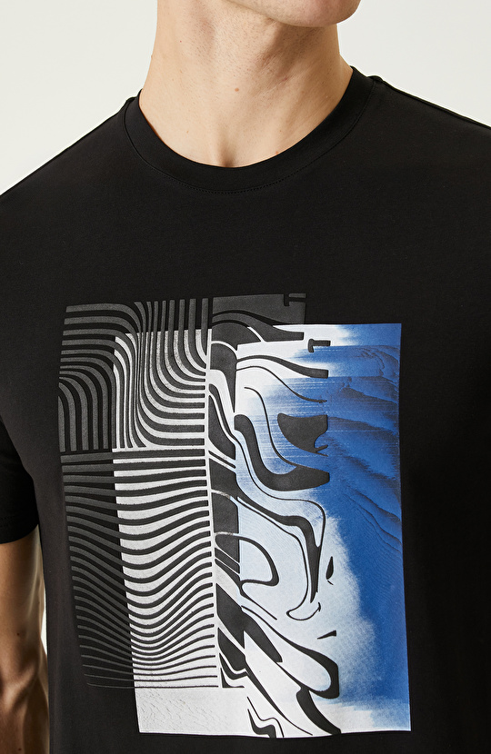 N-Tech Siyah Baskılı Penye T-Shirt