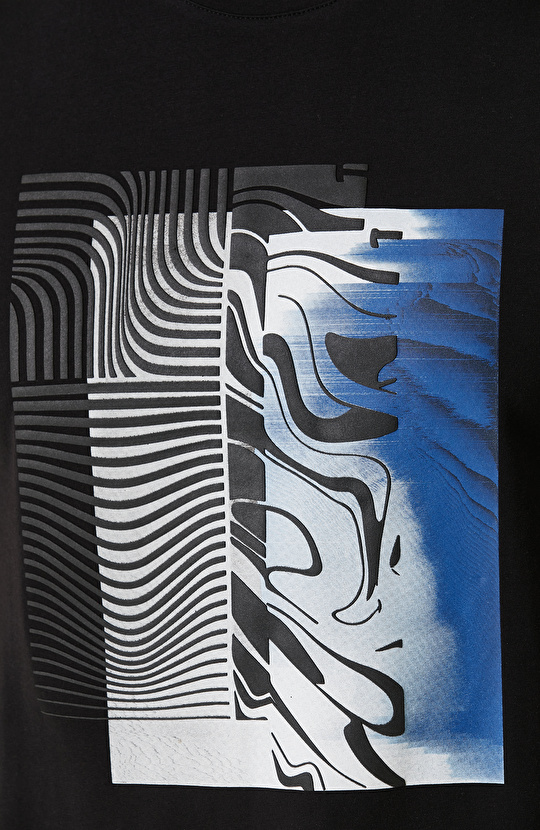 N-Tech Siyah Baskılı Penye T-Shirt