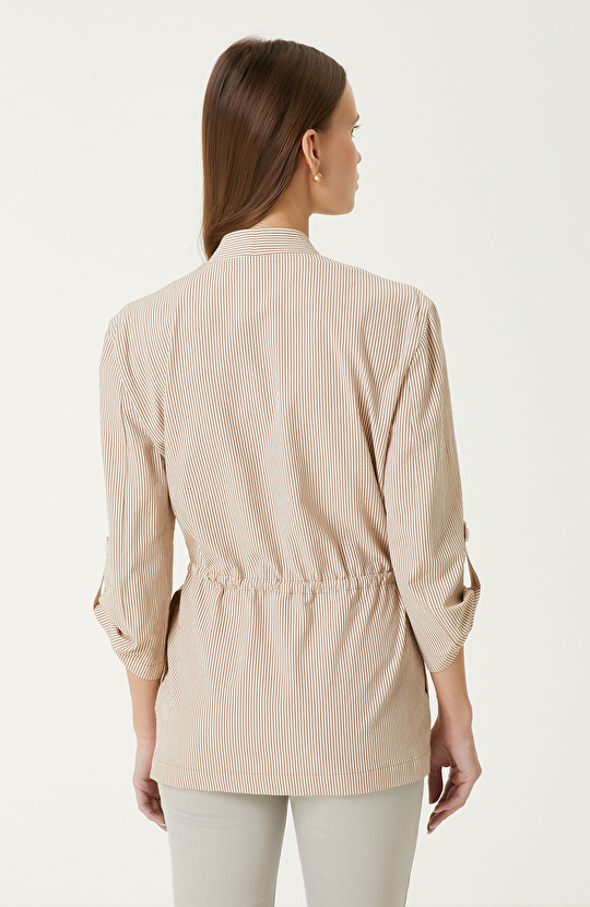 Bej Çizgili Ceket