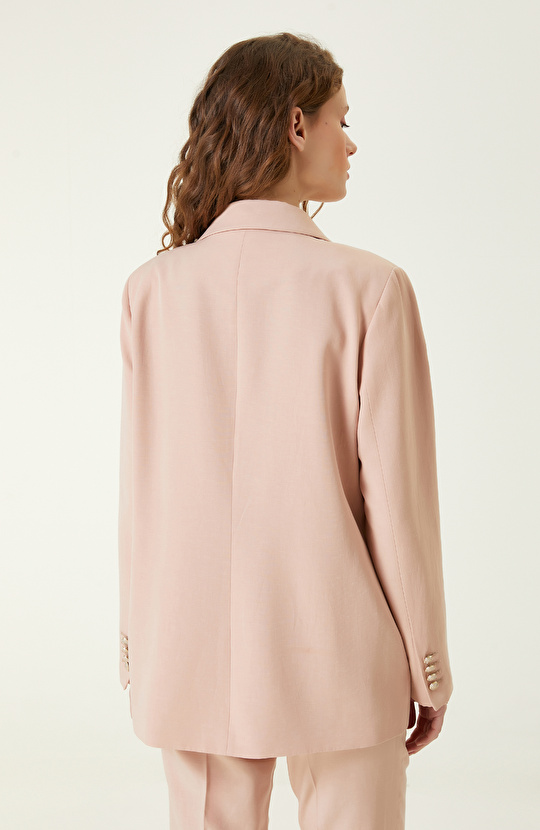 Nude Yakası Aksesuarlı Blazer Ceket