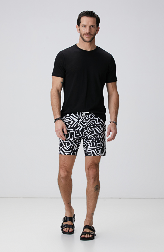 Siyah Beyaz Desenli Mayo