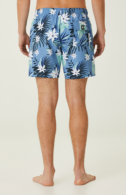 Mavi Çiçek Desenli Mayo